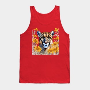 A Florida Panther Surrounded By A Coreopsis Flower Border Tank Top